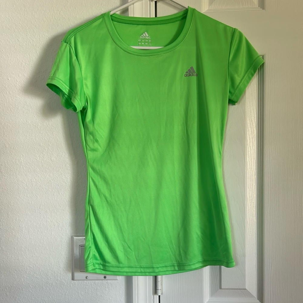 Adidas Women's Lime Green Short-Sleeve T-Shirt L